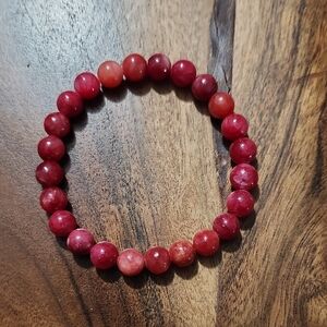Handmade Ruby Quartz (Dyed) Beaded Bracelet